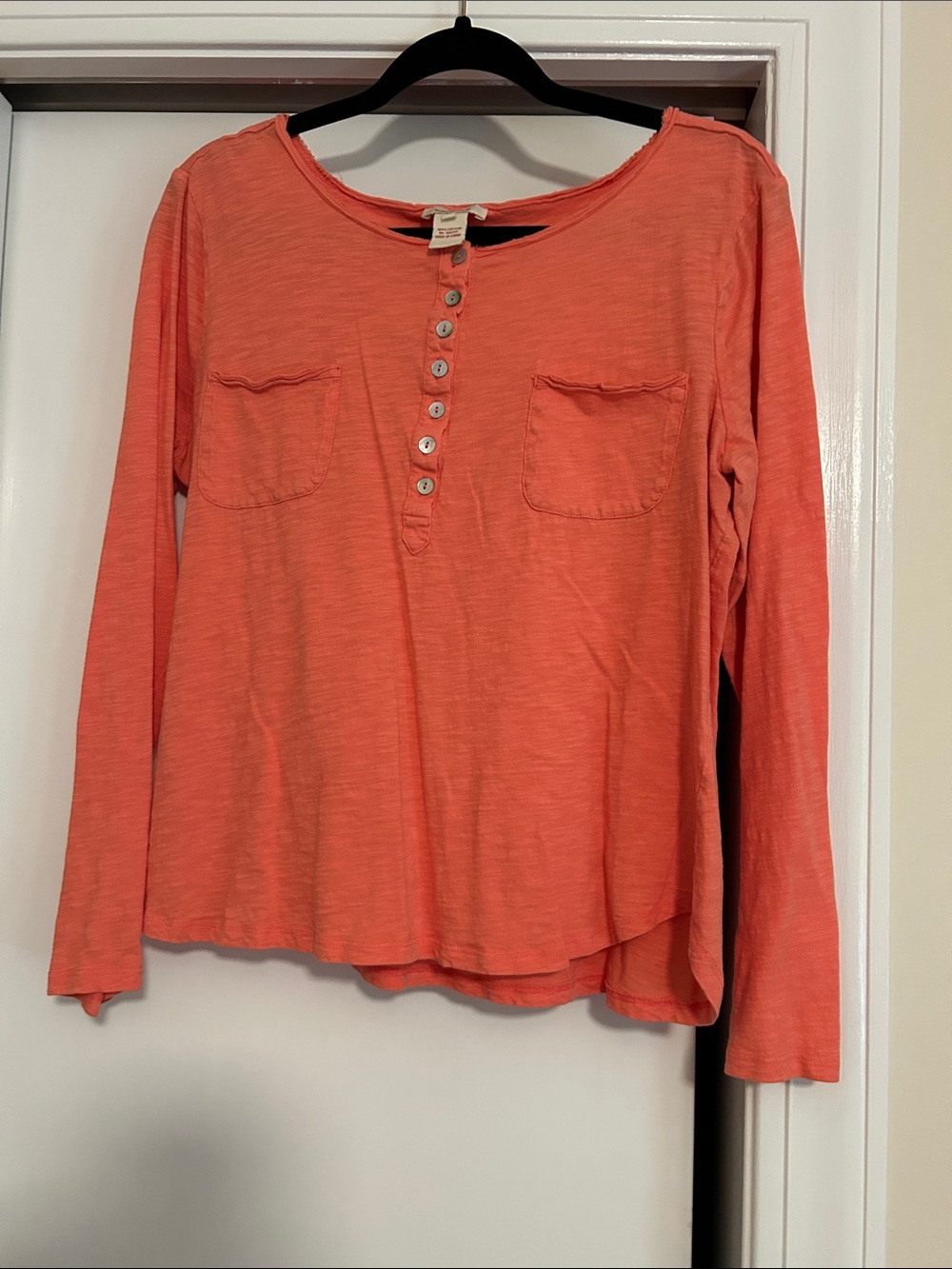 Sundance Coral Long-Sleeve Henley with Front Pockets